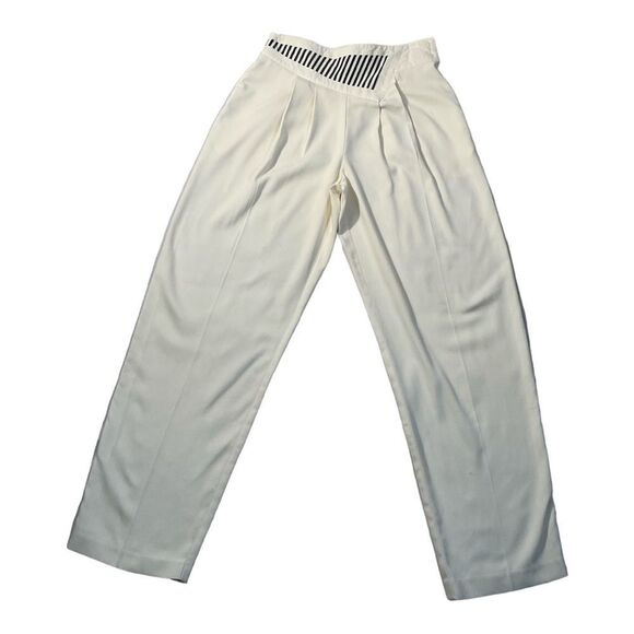 Sideffects Women’s Vintage light Cream pleated Ankle Pants Side zipper Size M - Picture 1 of 12